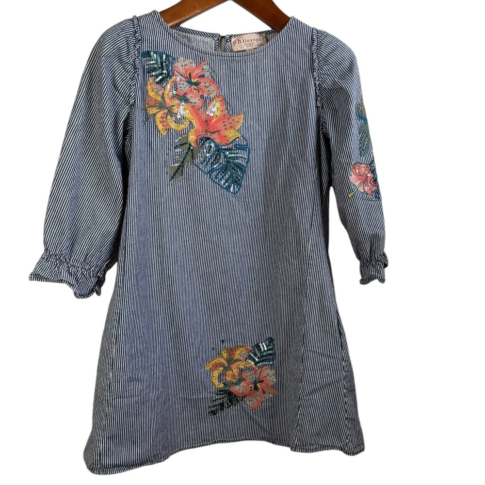 Philosophy Republic Clothing Denim Embroidered Dress Size small petite Like New